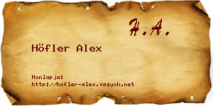 Höfler Alex névjegykártya
